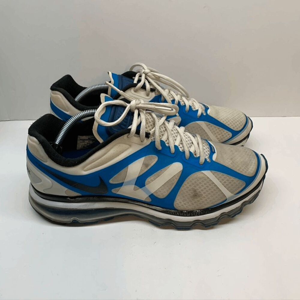 NIKE Air Max + White Blue 487982-104‎ Running Train Athletic Shoes Mens Sz 12